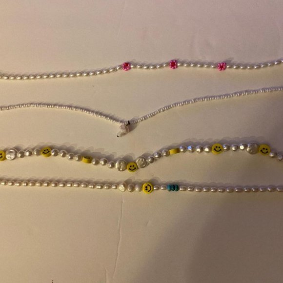 PacSun Necklace Bundle (4) - Yellow Happy Face, Mushroom, Pink Flowers - Picture 1 of 4
